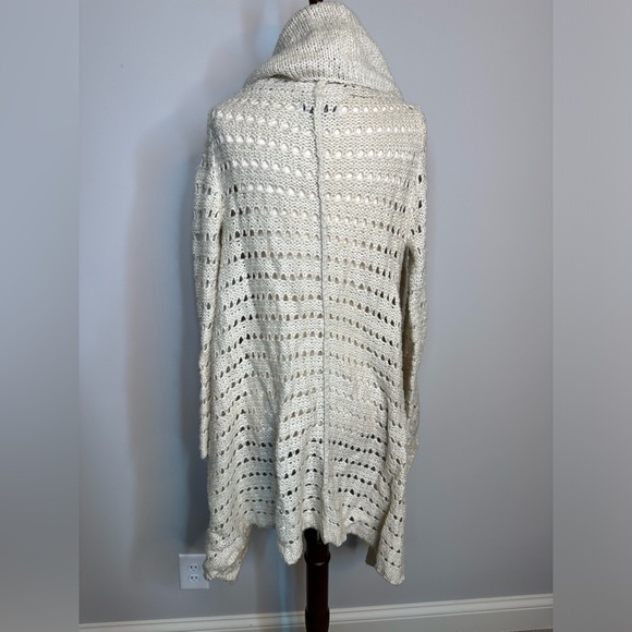 Sz S Knox Rose cream open light knit chunky textured cardigan sweater long line - Picture 5 of 7